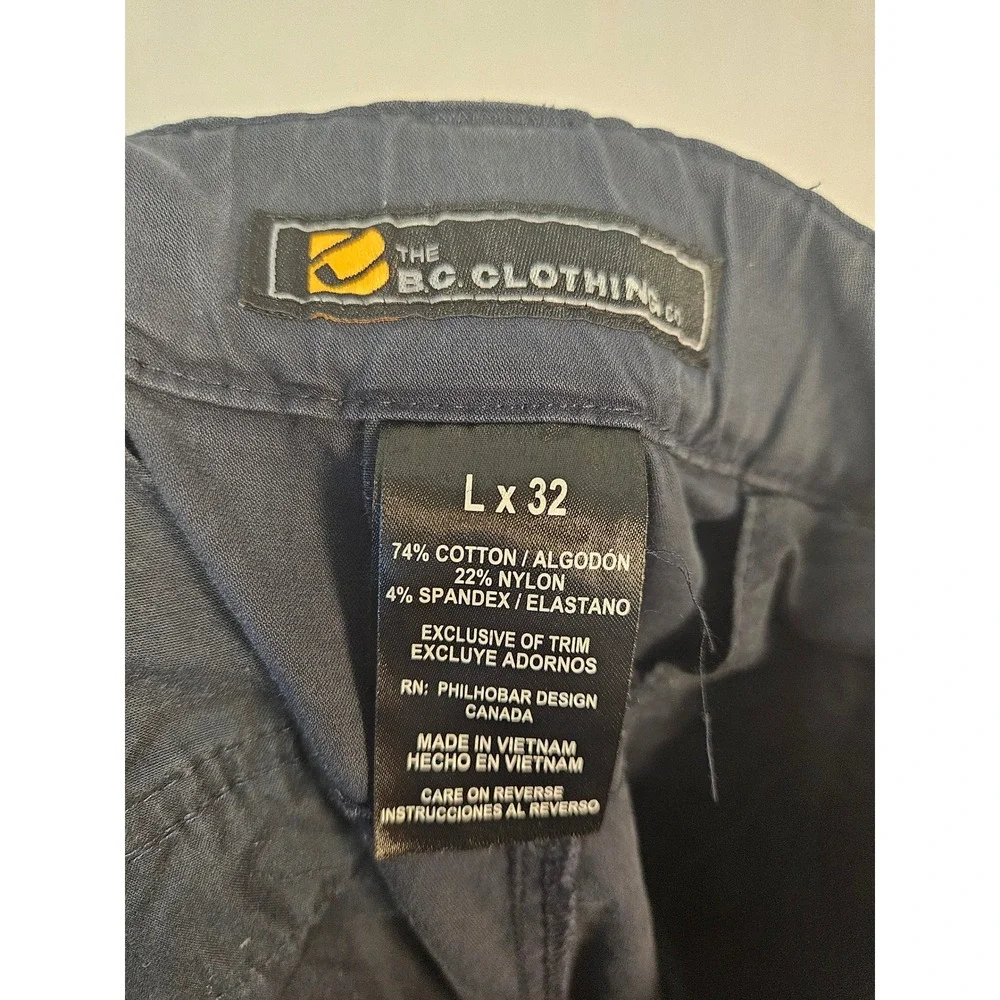BC Clothing Mens Convertible Cargo Pants Navy Blue Zip Off Hiking Trousers L  32